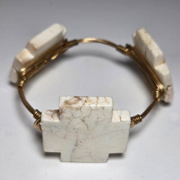 4 Bourbon & Bowties Wire Bangle Bracelets Tigers Eye Aurora Borealis Marbled - Picture 6 of 11